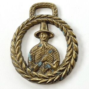 Vintage Jenny Jones horse Brass Medallion: Welsh Lady Pilgrim Design
